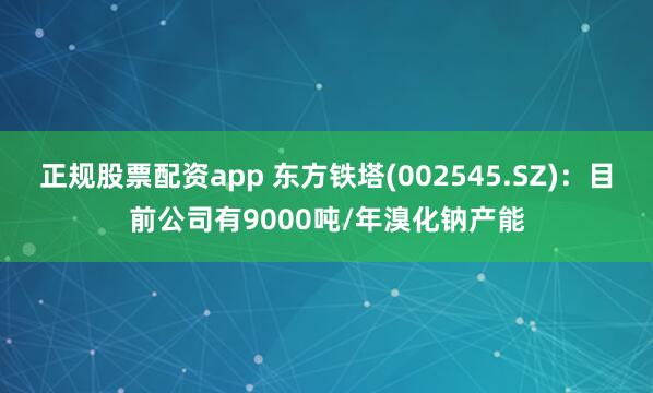 正规股票配资app 东方铁塔(002545.SZ)：目前公司有9000吨/年溴化钠产能