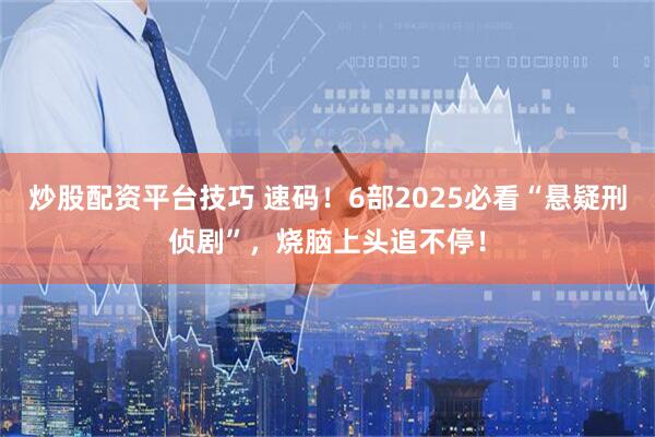 炒股配资平台技巧 速码！6部2025必看“悬疑刑侦剧”，烧脑上头追不停！